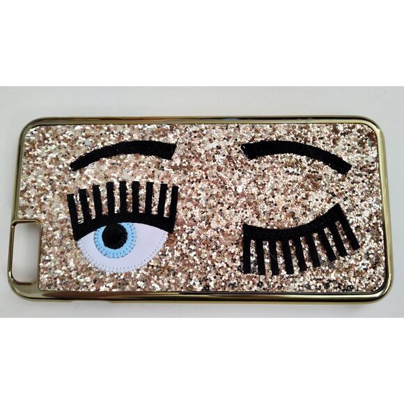 CHIARA FERRAGNI GOLD SEQUIN EYE WINKY I PHONE 6/6S PLUS PHONE CASE NWOB - Picture 4 of 8